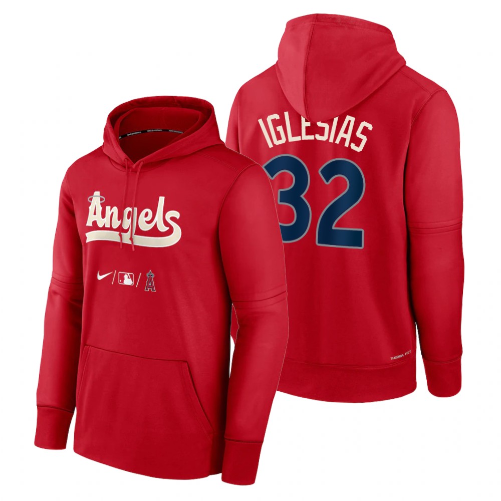 Los Angeles Angels Raisel Iglesias Red 2022 City Connect Therma Hoodie Los Angeles Angels Raisel Iglesias Red 2022 City Connect Therma Hoodie