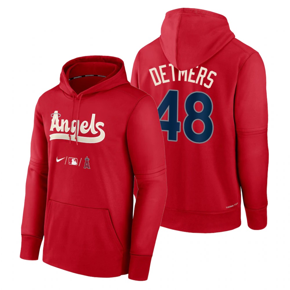 Los Angeles Angels Reid Detmers Red 2022 City Connect Therma Hoodie