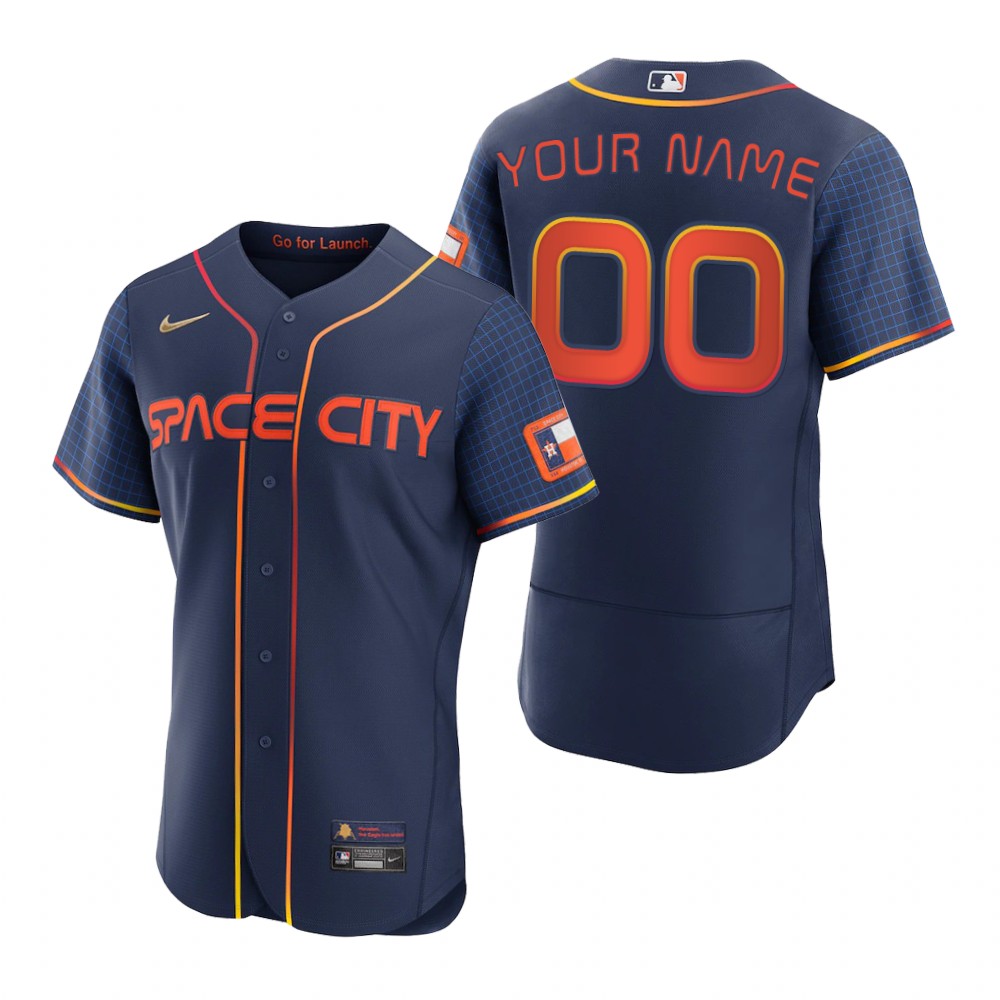 Men's Houston Astros Custom Navy 2022 City Connect Authentic Jersey Men's Houston Astros Custom Navy 2022 City Connect Authentic Jersey
