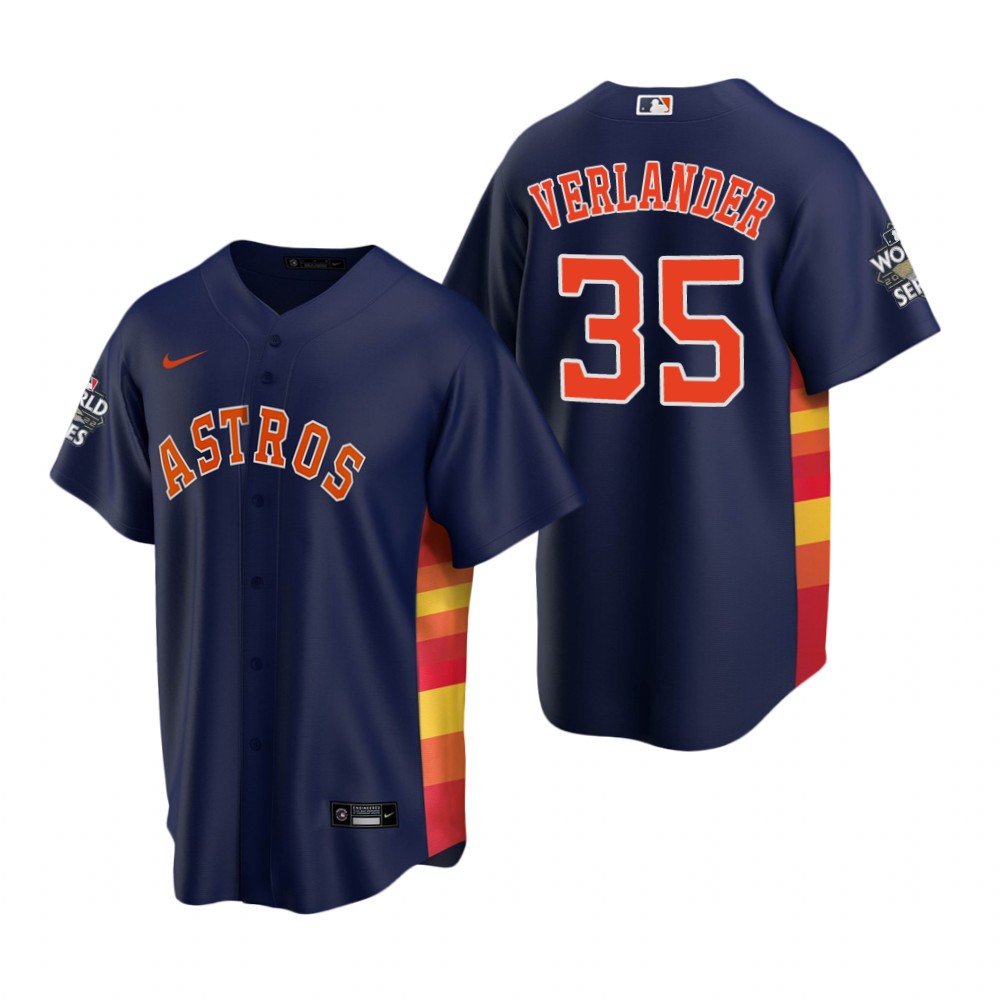 Men's Houston Astros Justin Verlander Navy 2022 World Series Replica Jersey Men's Houston Astros Justin Verlander Navy 2022 World Series Replica Jersey