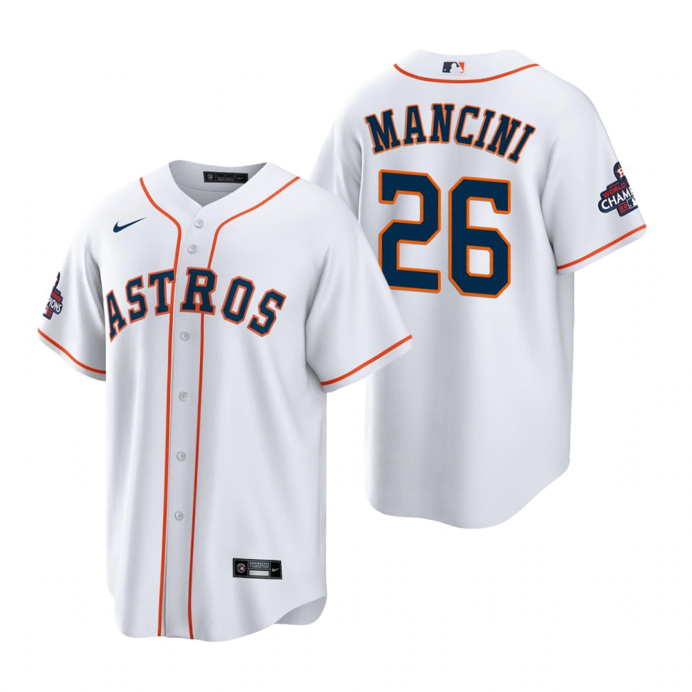Men's Houston Astros Trey Mancini White 2022 World Series Champions Replica Jersey Men's Houston Astros Trey Mancini White 2022 World Series Champions Replica Jersey