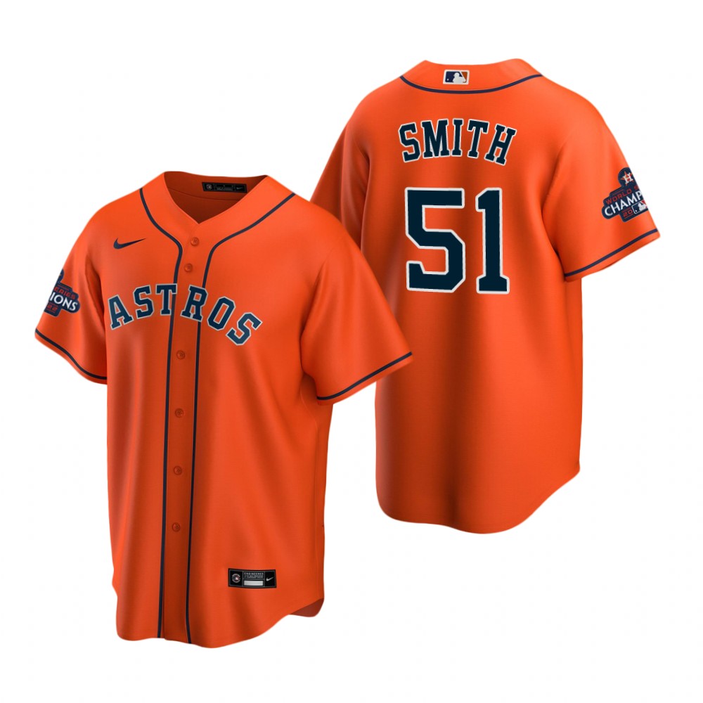 Men's Houston Astros Will Smith Orange 2022 World Series Champions Replica Jersey Men's Houston Astros Will Smith Orange 2022 World Series Champions Replica Jersey