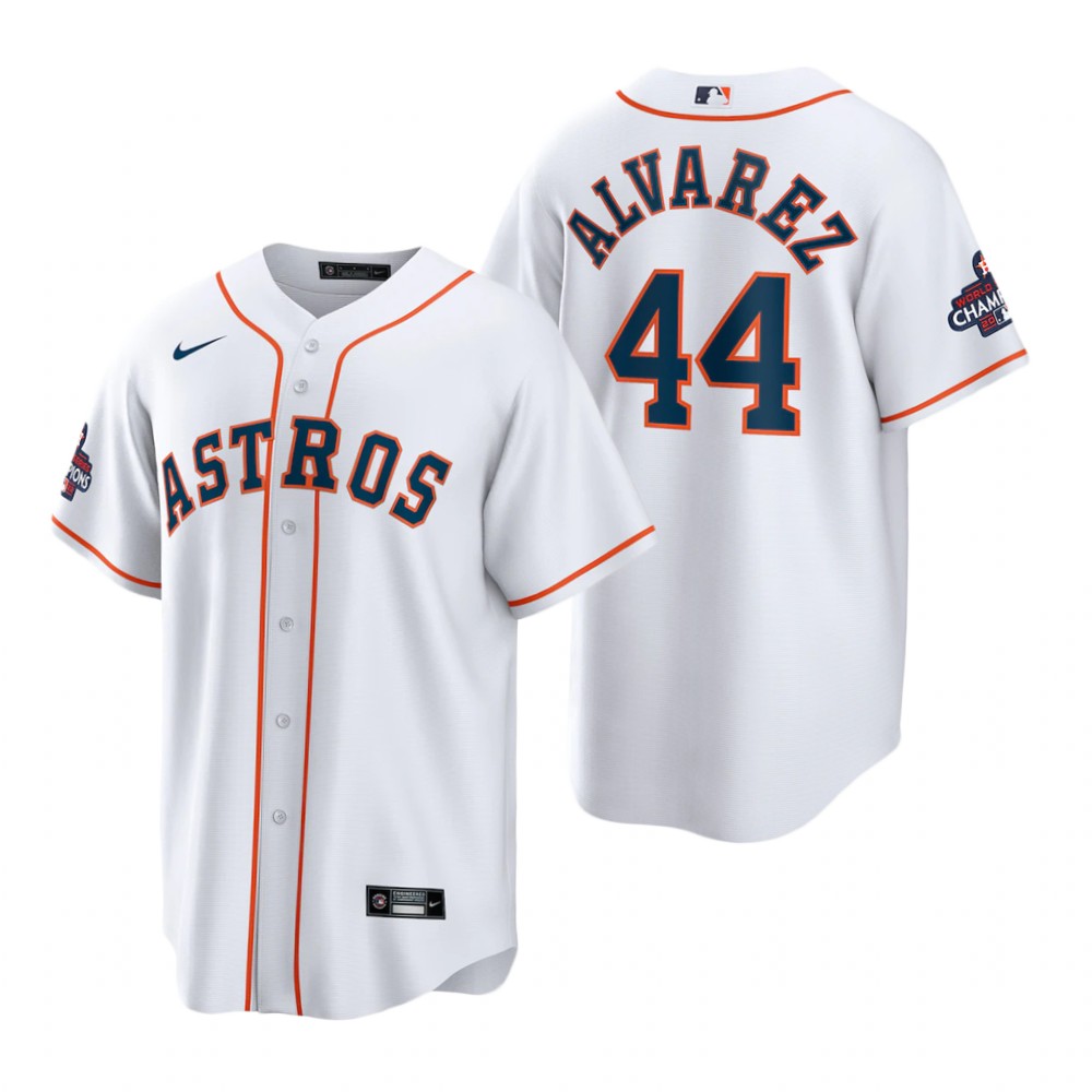 Men's Houston Astros Yordan Alvarez White 2022 World Series Champions Home Replica Jersey Men's Houston Astros Yordan Alvarez White 2022 World Series Champions Home Replica Jersey