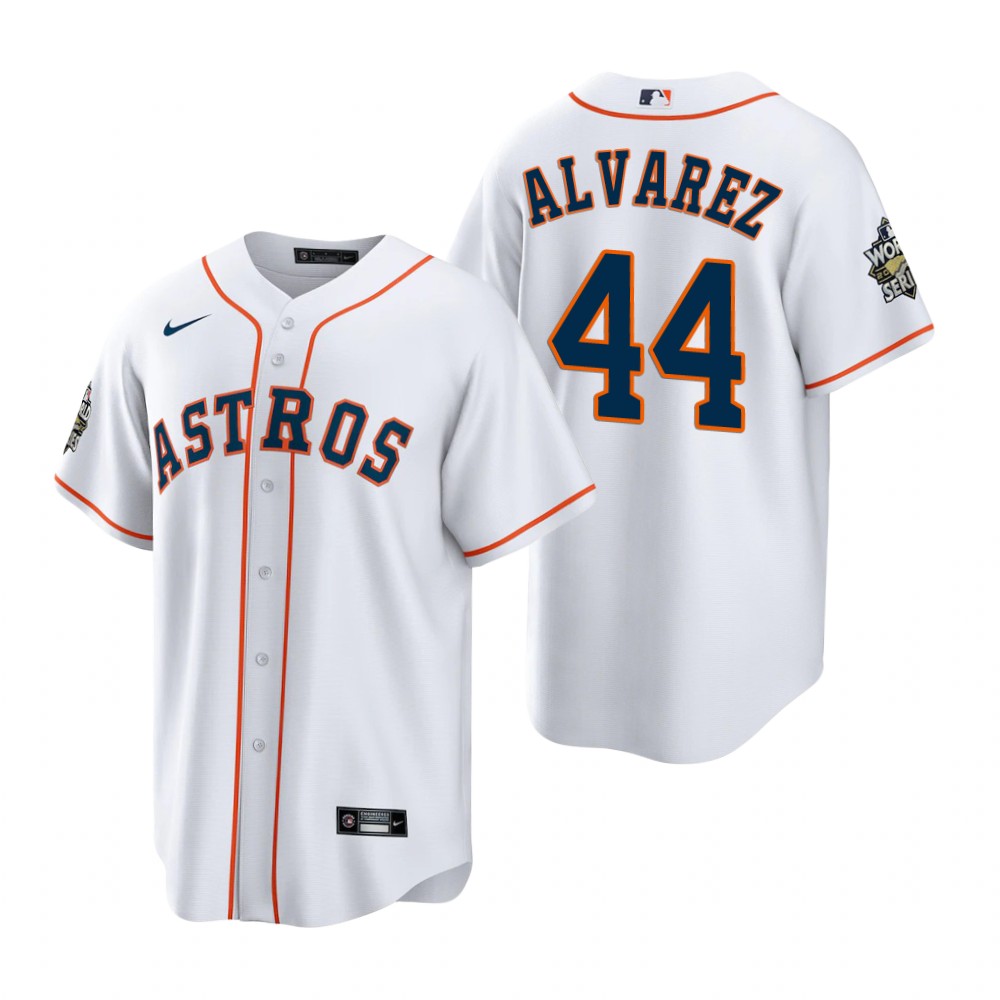 Men's Houston Astros Yordan Alvarez White 2022 World Series Replica Jersey Men's Houston Astros Yordan Alvarez White 2022 World Series Replica Jersey
