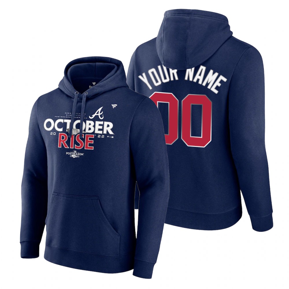 Atlanta Braves Custom Navy 2022 Postseason Locker Room Hoodie