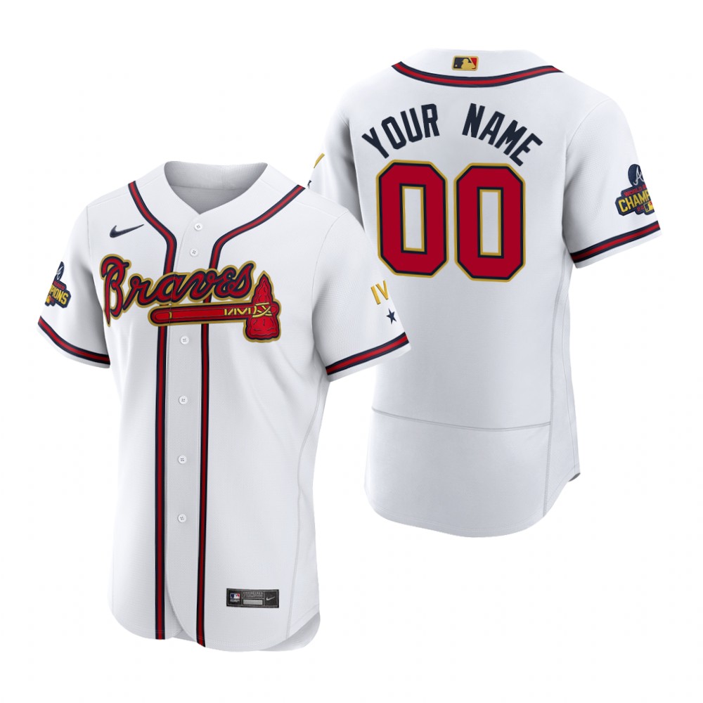 Atlanta Braves Custom White 2022 Gold Program Authentic Jersey Atlanta Braves Custom White 2022 Gold Program Authentic Jersey