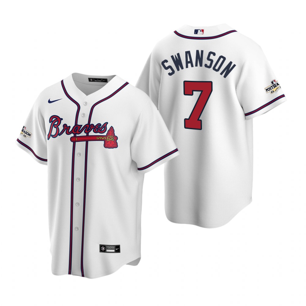 Dansby Swanson Atlanta Braves White 2022 Postseason Replica Jersey