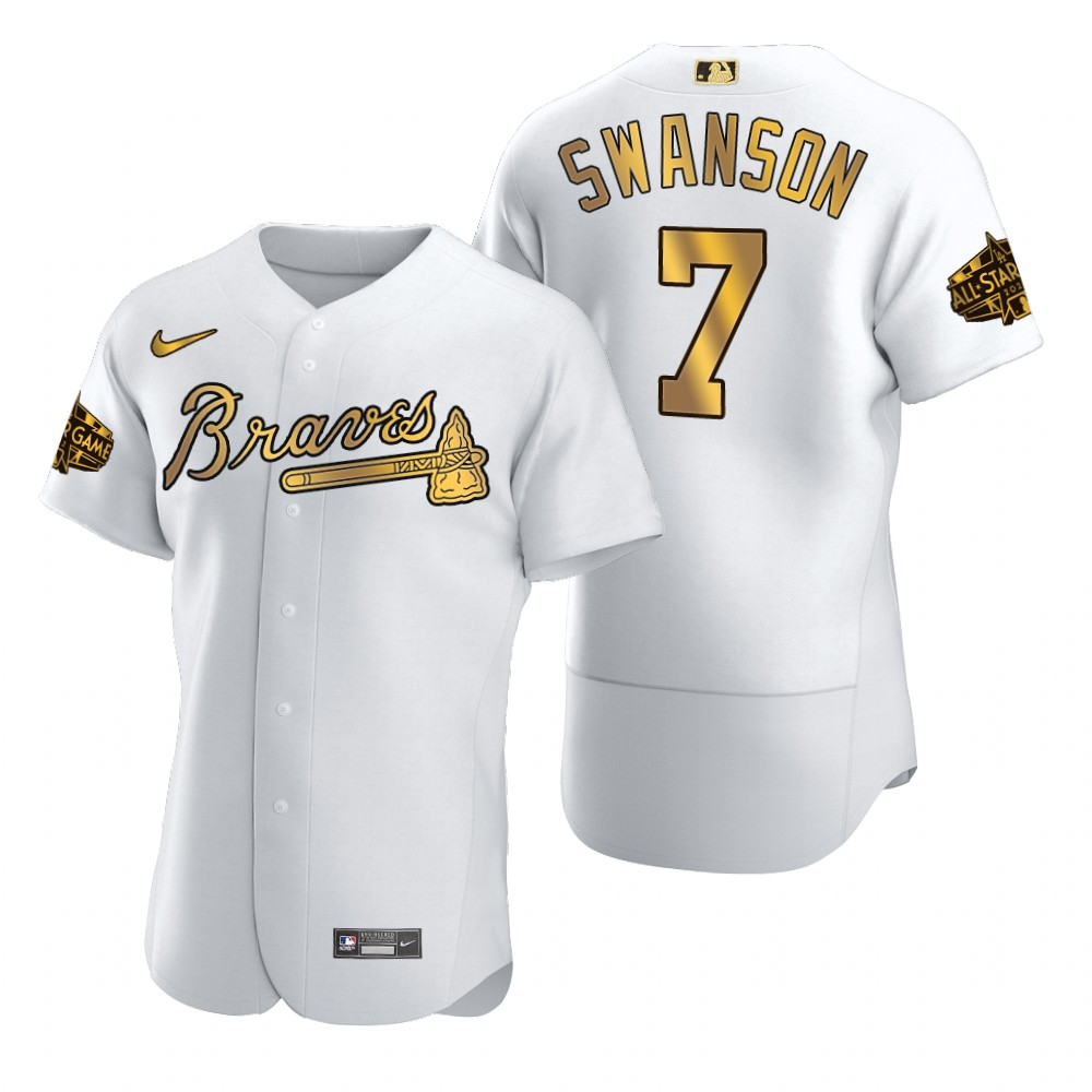 Atlanta Braves Dansby Swanson White Gold 2022 MLB All-Star Game Jersey