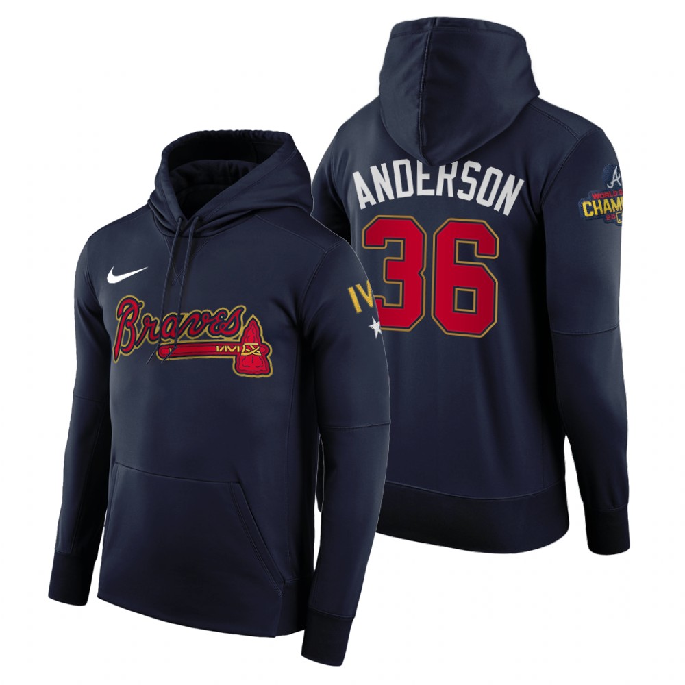 Atlanta Braves Ian Anderson Navy 2022 Gold Program Hoodie Atlanta Braves Ian Anderson Navy 2022 Gold Program Hoodie