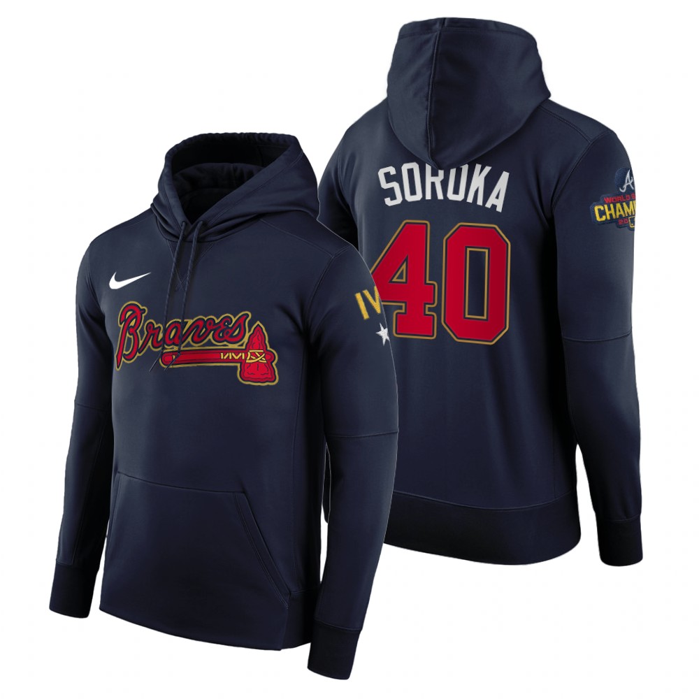 Atlanta Braves Mike Soroka Navy 2022 Gold Program Hoodie Atlanta Braves Mike Soroka Navy 2022 Gold Program Hoodie