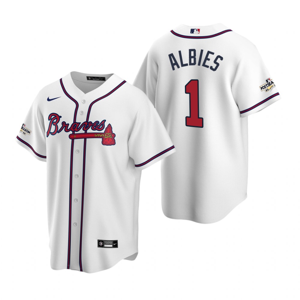 Ozzie Albies Atlanta Braves White 2022 Postseason Replica Jersey