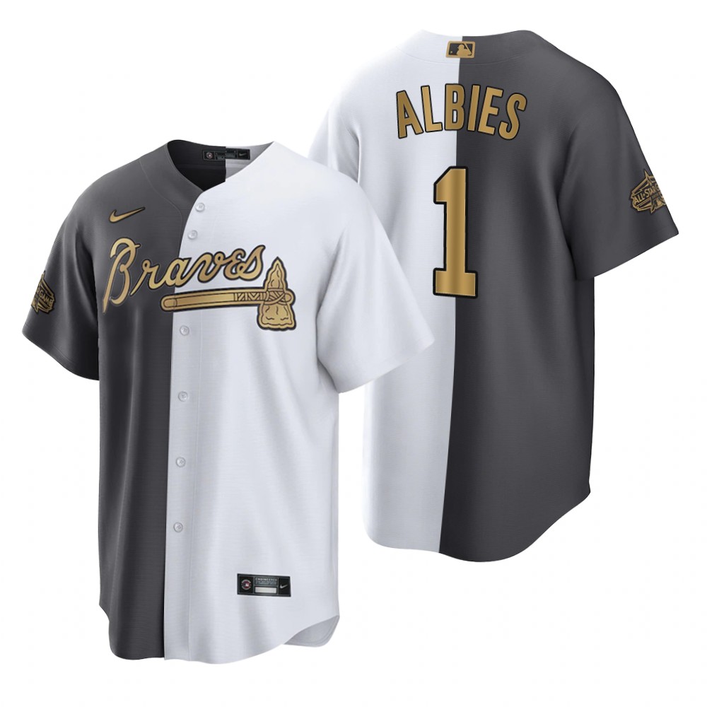 Atlanta Braves Ozzie Albies Split White Charcoal 2022 MLB All-Star Game Jersey Atlanta Braves Ozzie Albies Split White Charcoal 2022 MLB All-Star Game Jersey