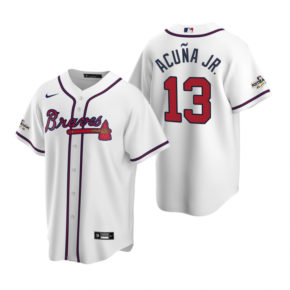 Ronald Acuna Jr. Atlanta Braves White 2022 Postseason Replica Jersey