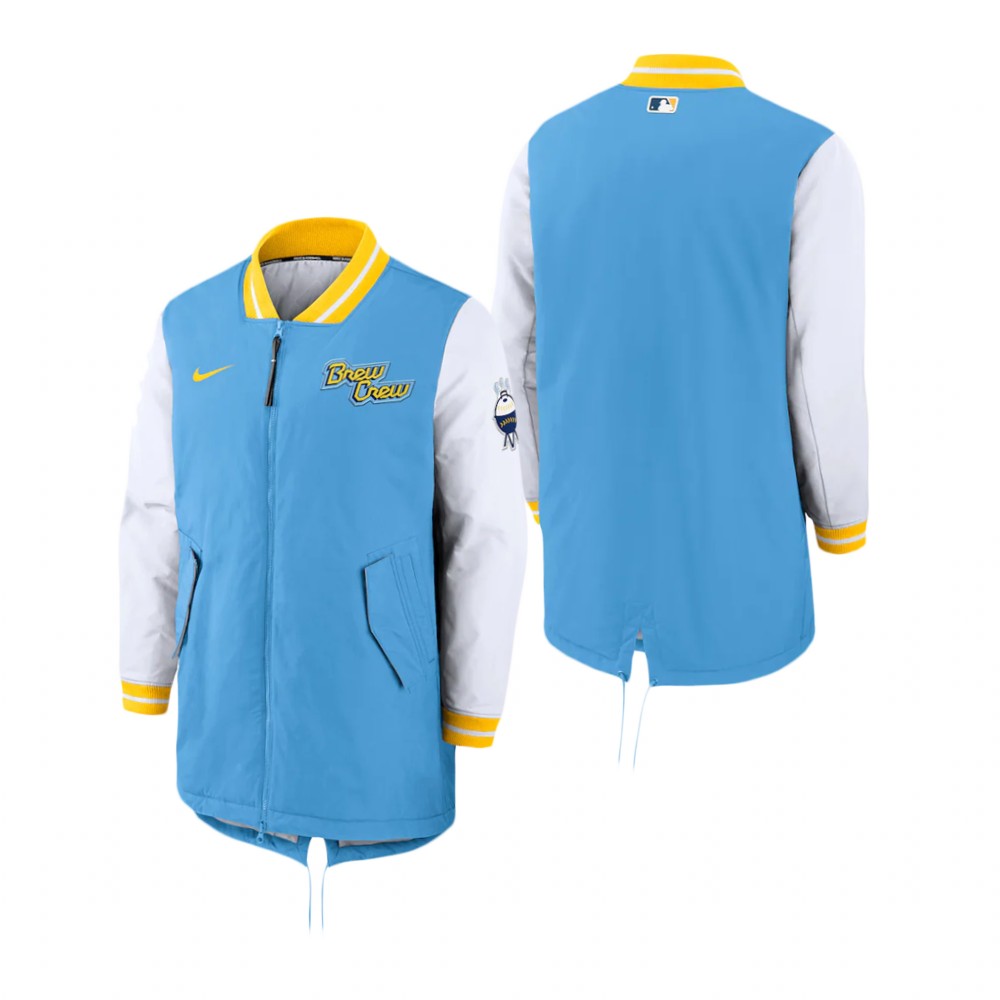Milwaukee Brewers Powder Blue 2022 City Connect Full-Zip Dugout Jacket Jacket Men's