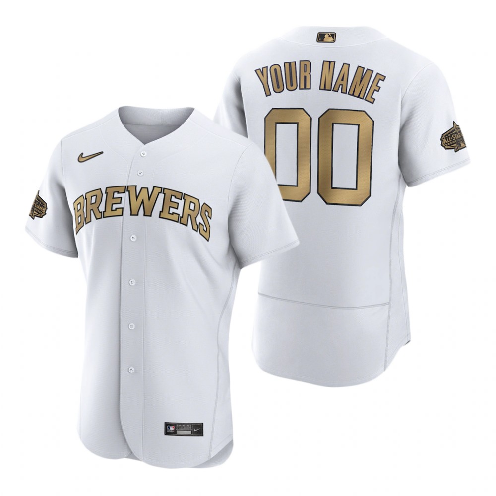 Men's Milwaukee Brewers Custom White 2022 MLB All-Star Game Authentic Jersey Men's Milwaukee Brewers Custom White 2022 MLB All-Star Game Authentic Jersey