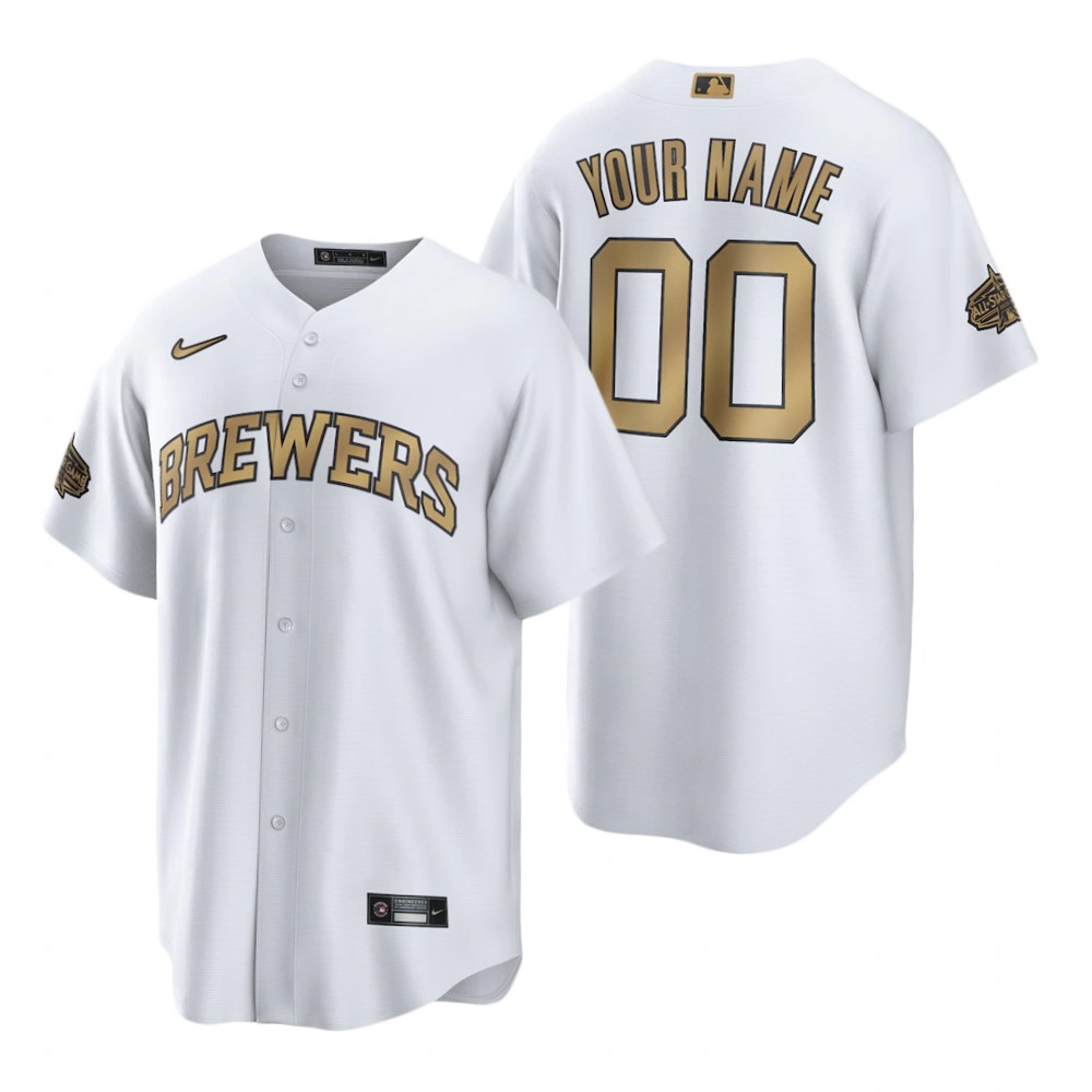 Milwaukee Brewers Custom White 2022 MLB All-Star Game Replica Jersey Milwaukee Brewers Custom White 2022 MLB All-Star Game Replica Jersey