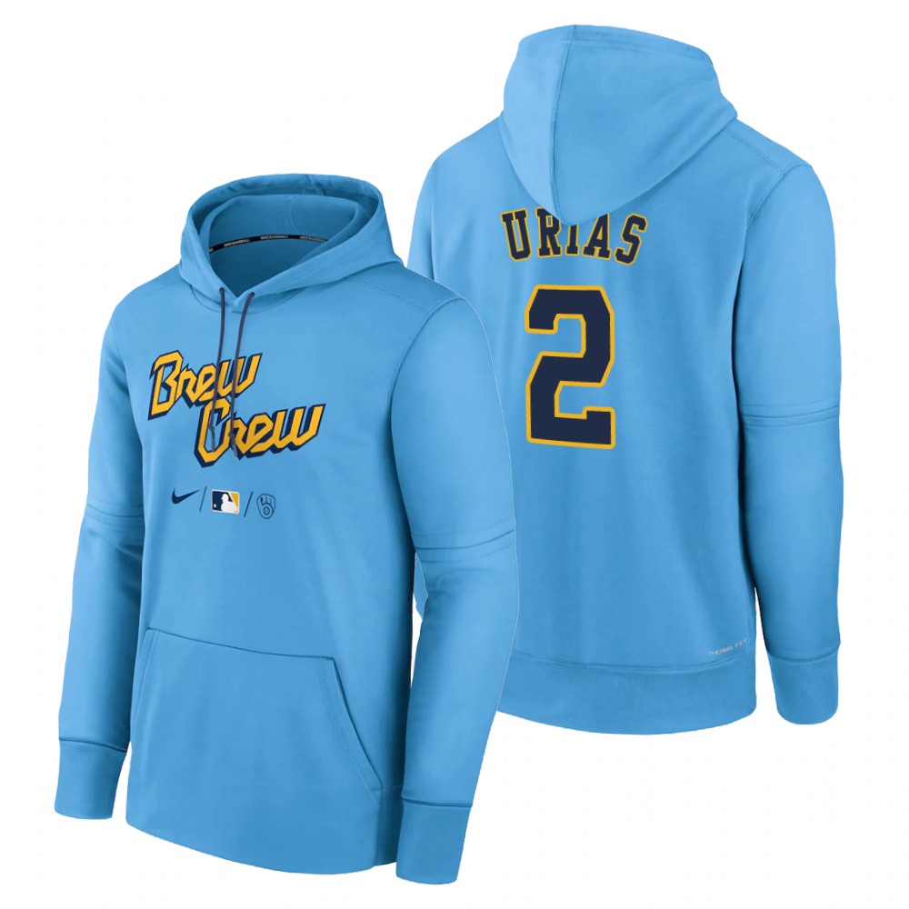Milwaukee Brewers Luis Urias Powder Blue 2022 City Connect Therma Hoodie