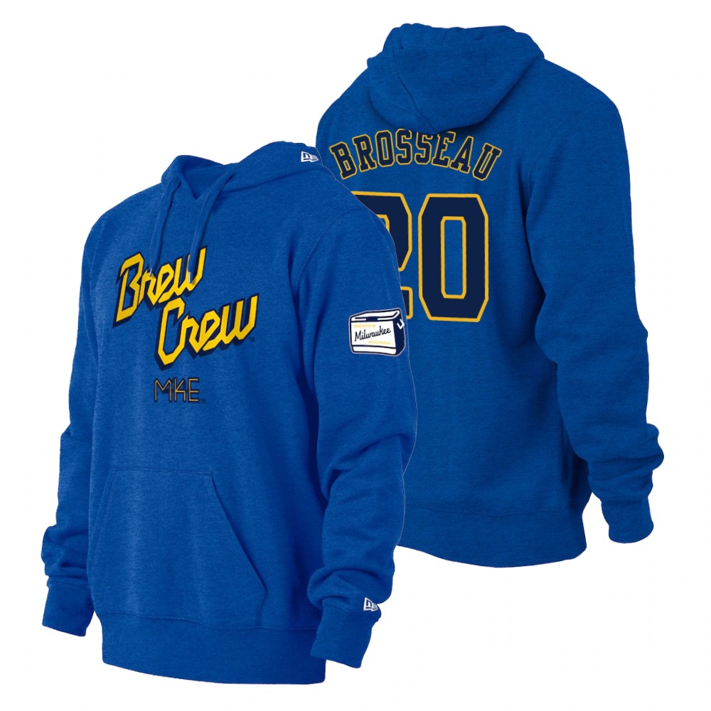 Milwaukee Brewers Mike Brosseau Royal 2022 City Connect Pullover Hoodie