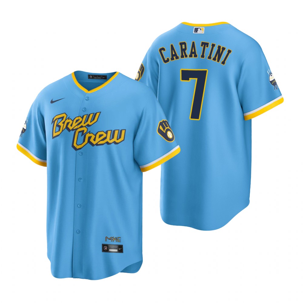 Milwaukee Brewers Victor Caratini Powder Blue 2022 City Connect Replica Jersey