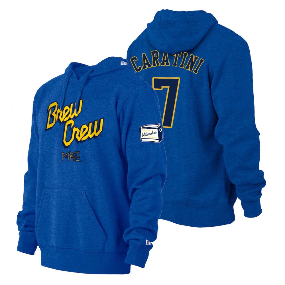 Milwaukee Brewers Victor Caratini Royal 2022 City Connect Pullover Hoodie
