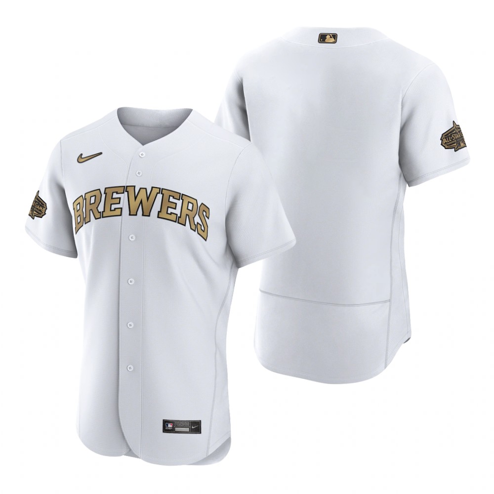 Men's Milwaukee Brewers White 2022 MLB All-Star Game Authentic Jersey Men's Milwaukee Brewers White 2022 MLB All-Star Game Authentic Jersey