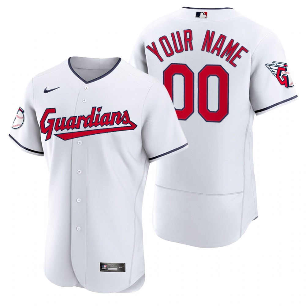 Men's Cleveland Guardians Custom White 2022 Authentic Home Jersey Men's Cleveland Guardians Custom White 2022 Authentic Home Jersey