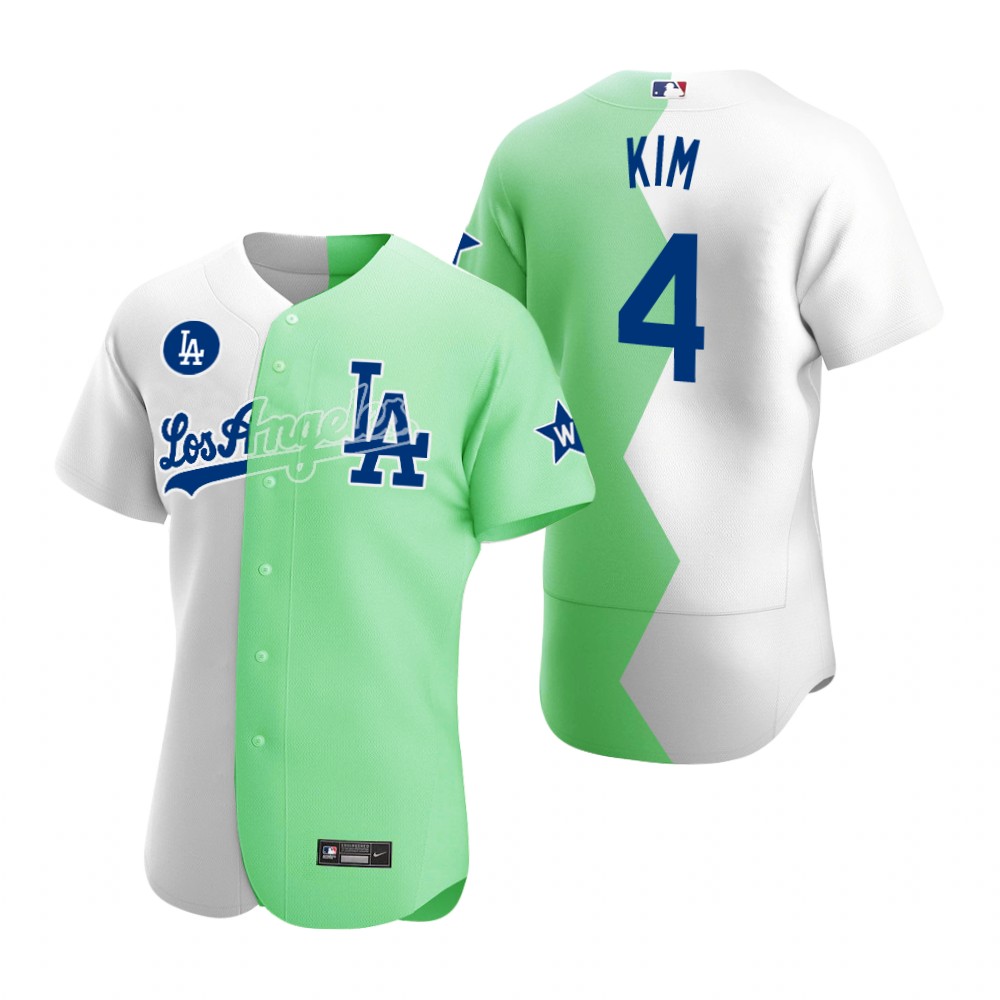 Los Angeles Dodgers Chloe Kim Authentic White Green 2022 Celebrity Softball Game Jersey Los Angeles Dodgers Chloe Kim Authentic White Green 2022 Celebrity Softball Game Jersey
