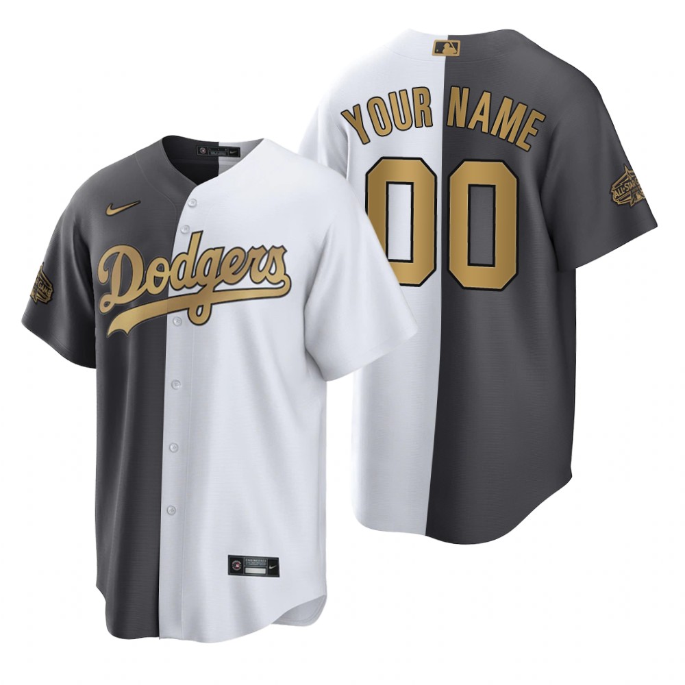 Custom Los Angeles Dodgers White Charcoal 2022 MLB All-Star Game Split Jersey Custom Los Angeles Dodgers White Charcoal 2022 MLB All-Star Game Split Jersey