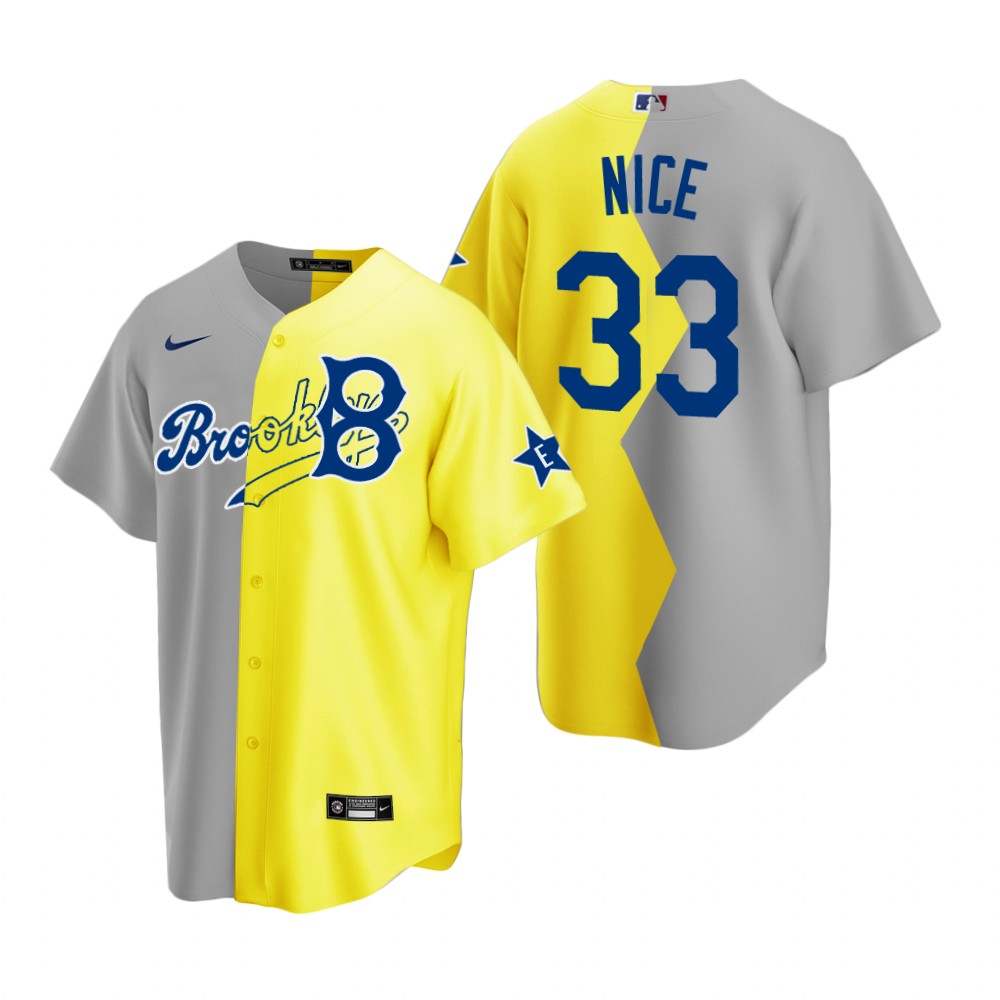 Brooklyn Dodgers Desus Nice Gray Yellow 2022 Celebrity Softball Game Split Jersey