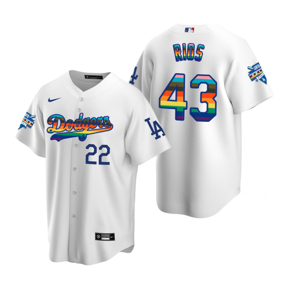 Los Angeles Dodgers Edwin Rios White 2022 Pride Night LGBTQ Jersey