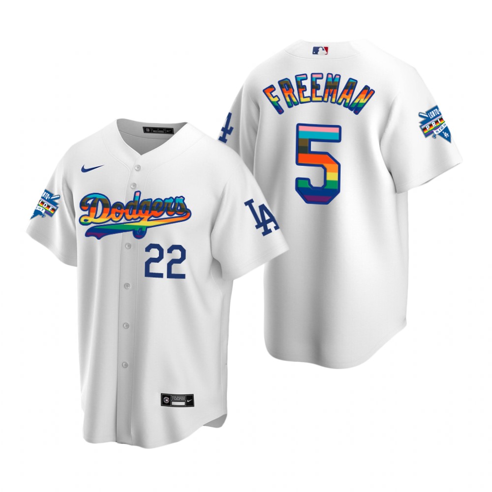 Los Angeles Dodgers Freddie Freeman White 2022 Pride Night LGBTQ Jersey