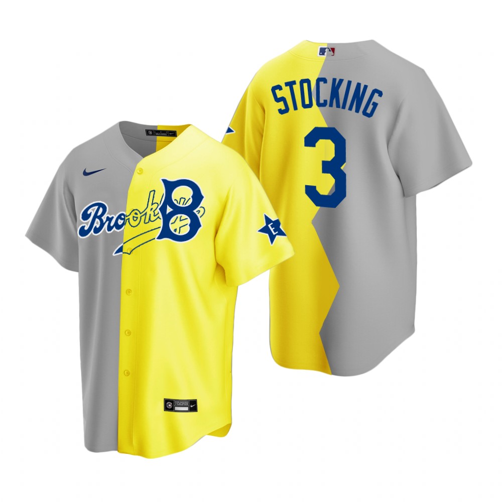 Brooklyn Dodgers Hannah Stocking Gray Yellow 2022 Celebrity Softball Game Split Jersey