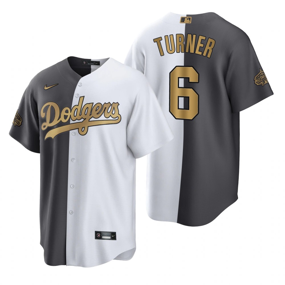 Los Angeles Dodgers Trea Turner White Charcoal 2022 MLB All-Star Game Split Jersey Los Angeles Dodgers Trea Turner White Charcoal 2022 MLB All-Star Game Split Jersey