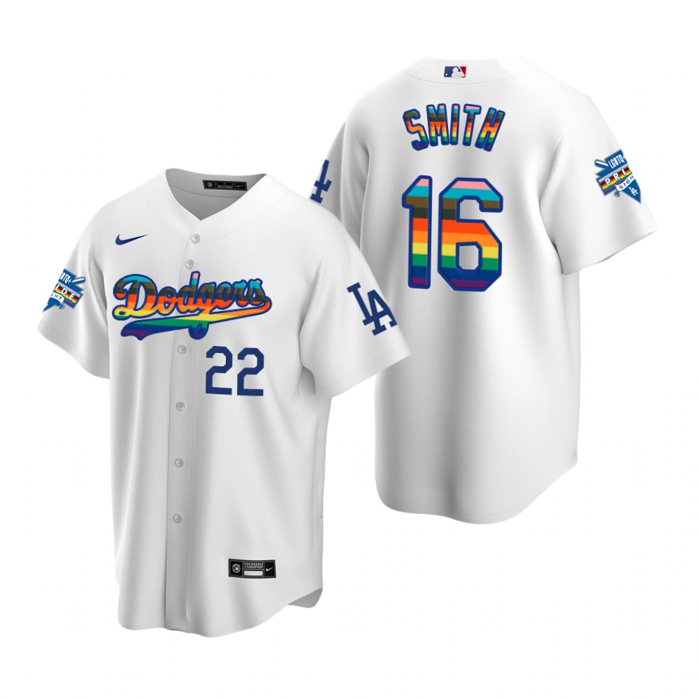 Los Angeles Dodgers Will Smith White 2022 Pride Night LGBTQ Jersey Los Angeles Dodgers Will Smith White 2022 Pride Night LGBTQ Jersey