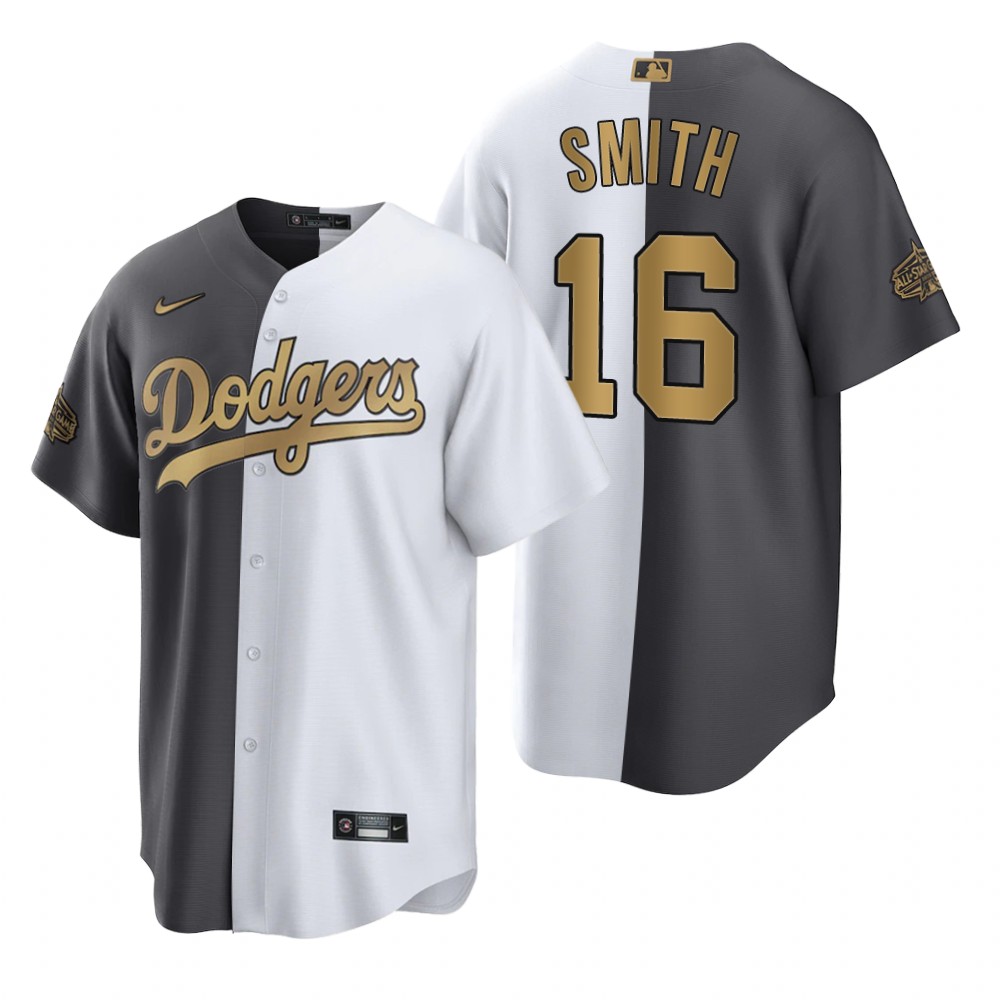 Los Angeles Dodgers Will Smith White Charcoal 2022 MLB All-Star Game Split Jersey Los Angeles Dodgers Will Smith White Charcoal 2022 MLB All-Star Game Split Jersey