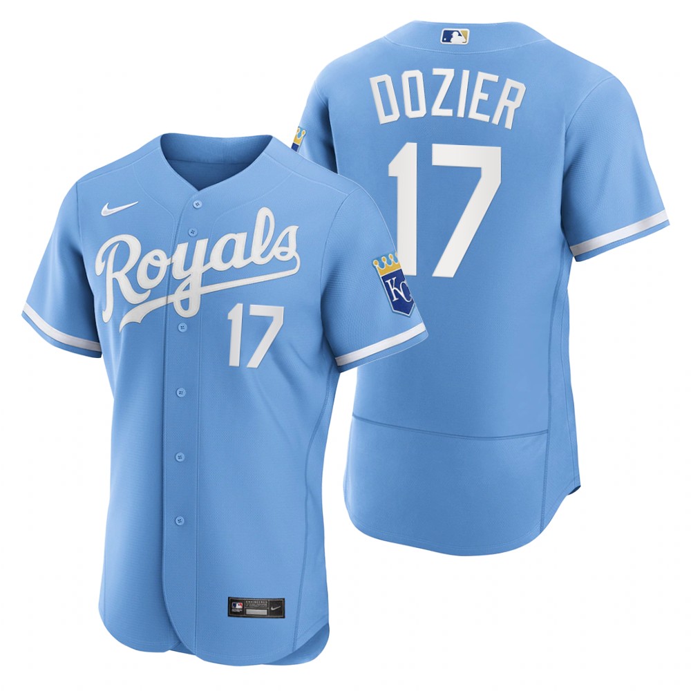 Men's Kansas City Royals Hunter Dozier Powder Blue 2022 Authentic Jersey Men's Kansas City Royals Hunter Dozier Powder Blue 2022 Authentic Jersey