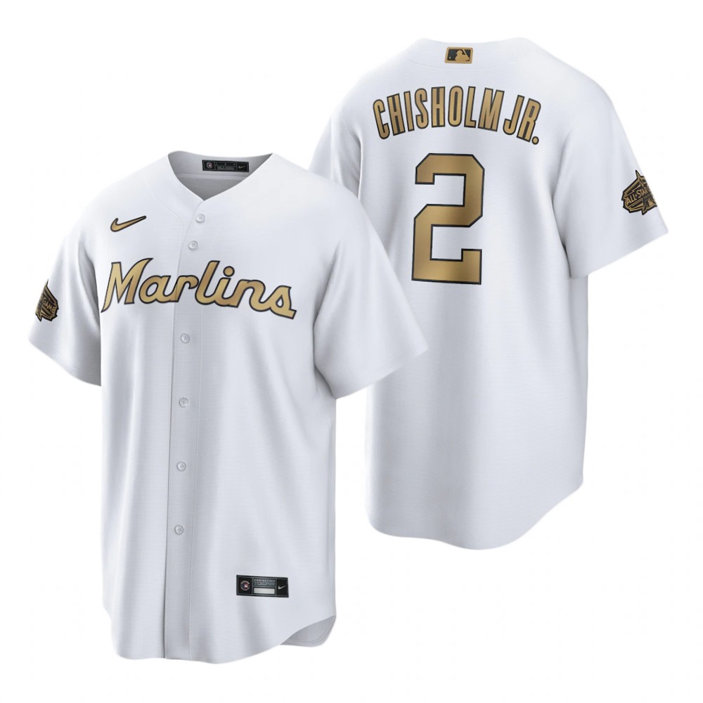 Miami Marlins Jazz Chisholm Jr. White 2022 MLB All-Star Game Replica Jersey Miami Marlins Jazz Chisholm Jr. White 2022 MLB All-Star Game Replica Jersey