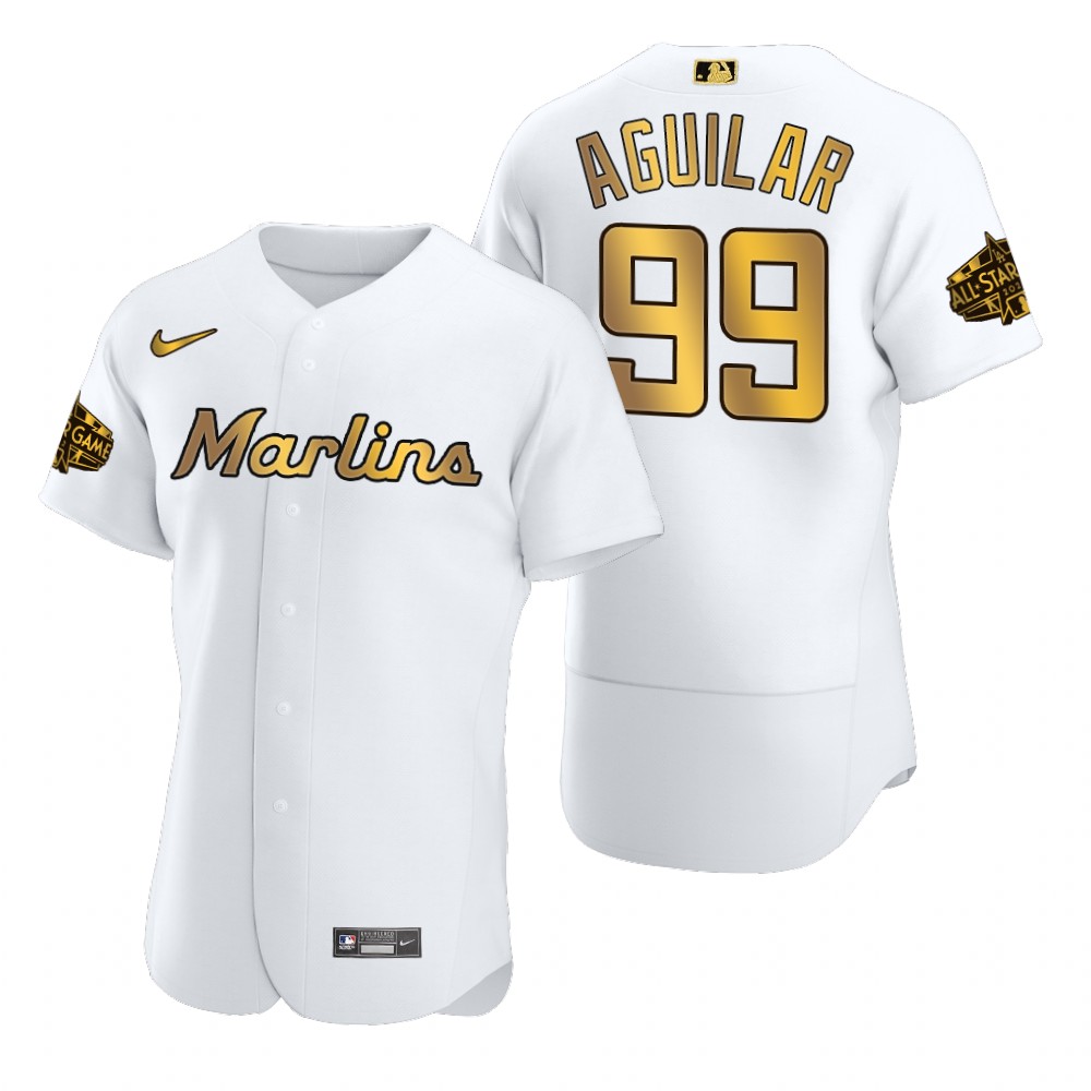 Miami Marlins Jesus Aguilar Authentic White Gold 2022 MLB All-Star Game Jersey