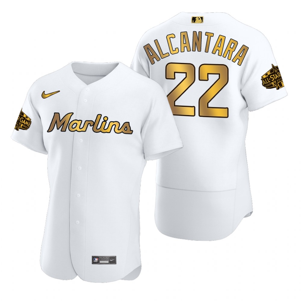Miami Marlins Sandy Alcantara Authentic White Gold 2022 MLB All-Star Game Jersey Miami Marlins Sandy Alcantara Authentic White Gold 2022 MLB All-Star Game Jersey