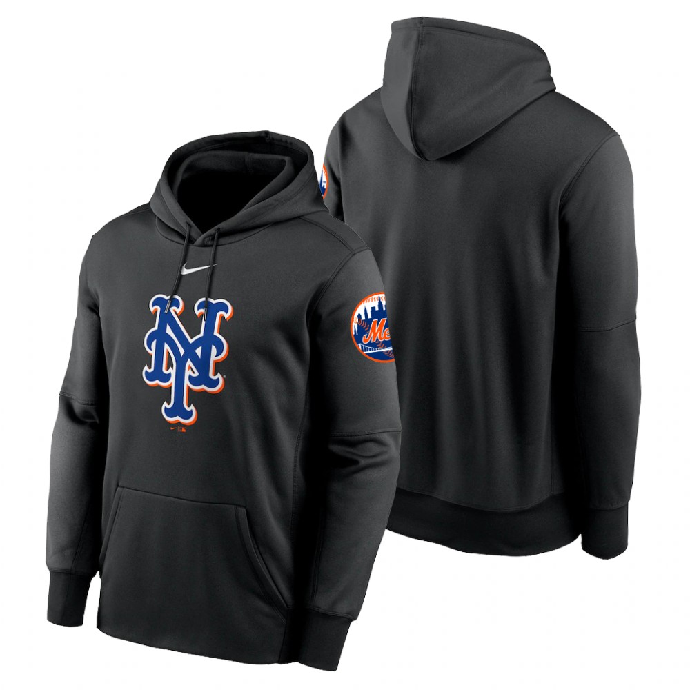 New York Mets Black 2022 Performance Pullover Hoodie