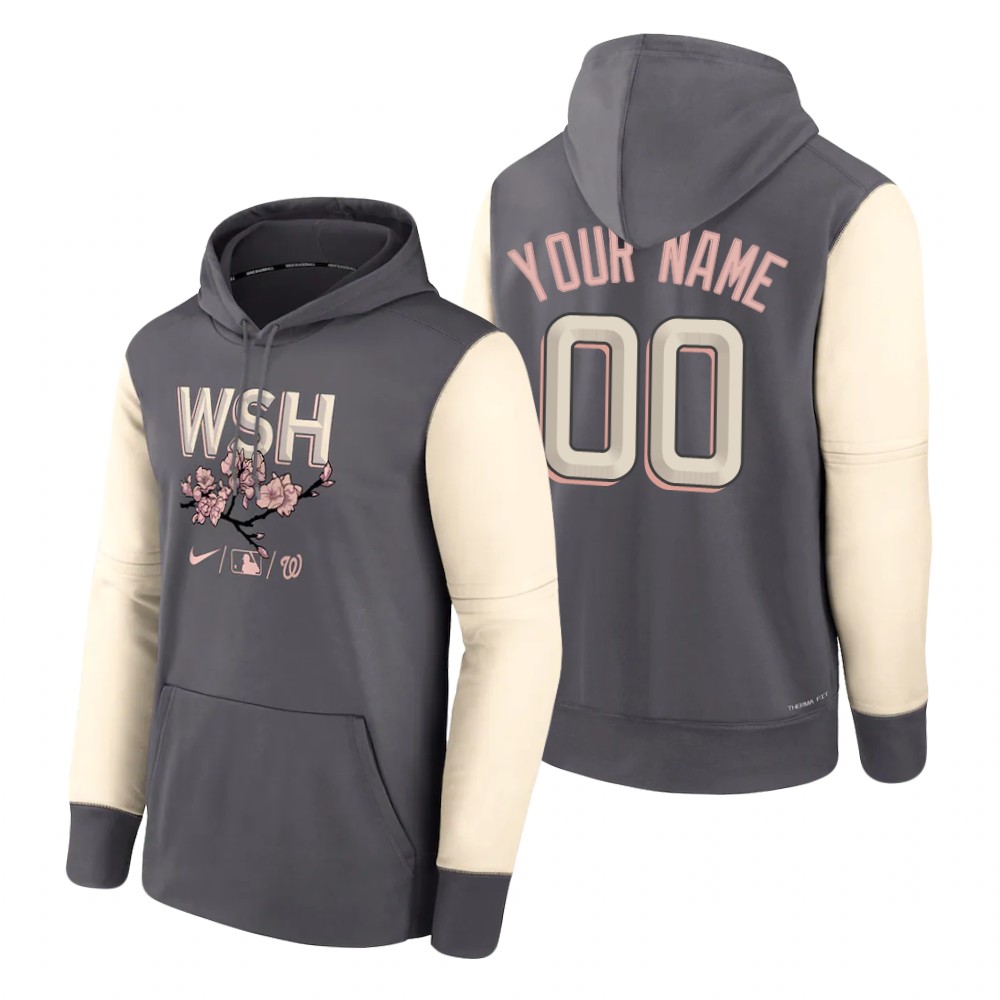 Washington Nationals Custom Gray 2022 City Connect Therma Hoodie Washington Nationals Custom Gray 2022 City Connect Therma Hoodie