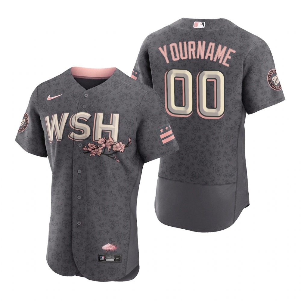 Men's Washington Nationals Custom Gray 2022 City Connect Authentic Jersey Men's Washington Nationals Custom Gray 2022 City Connect Authentic Jersey