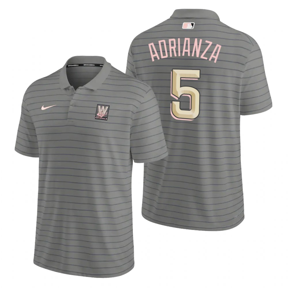 Washington Nationals Ehire Adrianza Gray 2022 City Connect Franchise Polo Washington Nationals Ehire Adrianza Gray 2022 City Connect Franchise Polo
