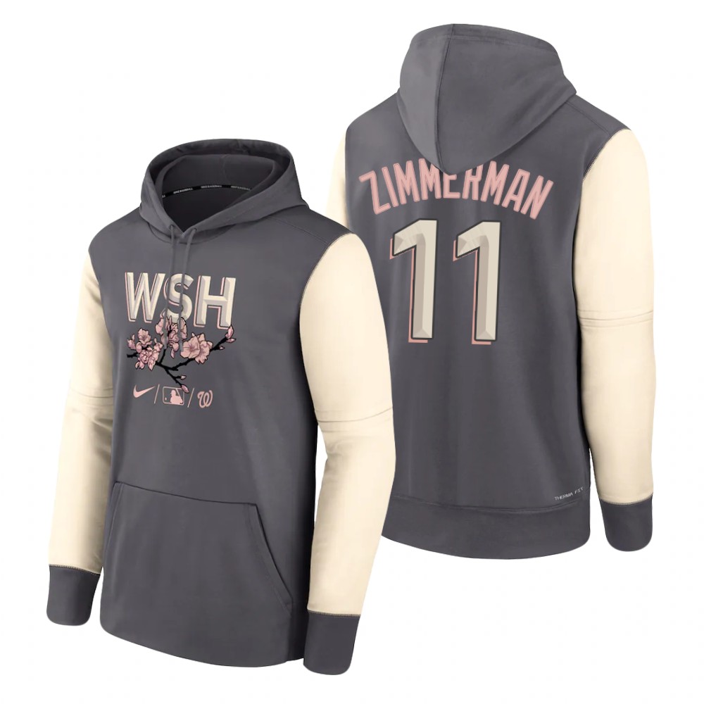 Washington Nationals Ryan Zimmerman Gray 2022 City Connect Therma Hoodie Washington Nationals Ryan Zimmerman Gray 2022 City Connect Therma Hoodie