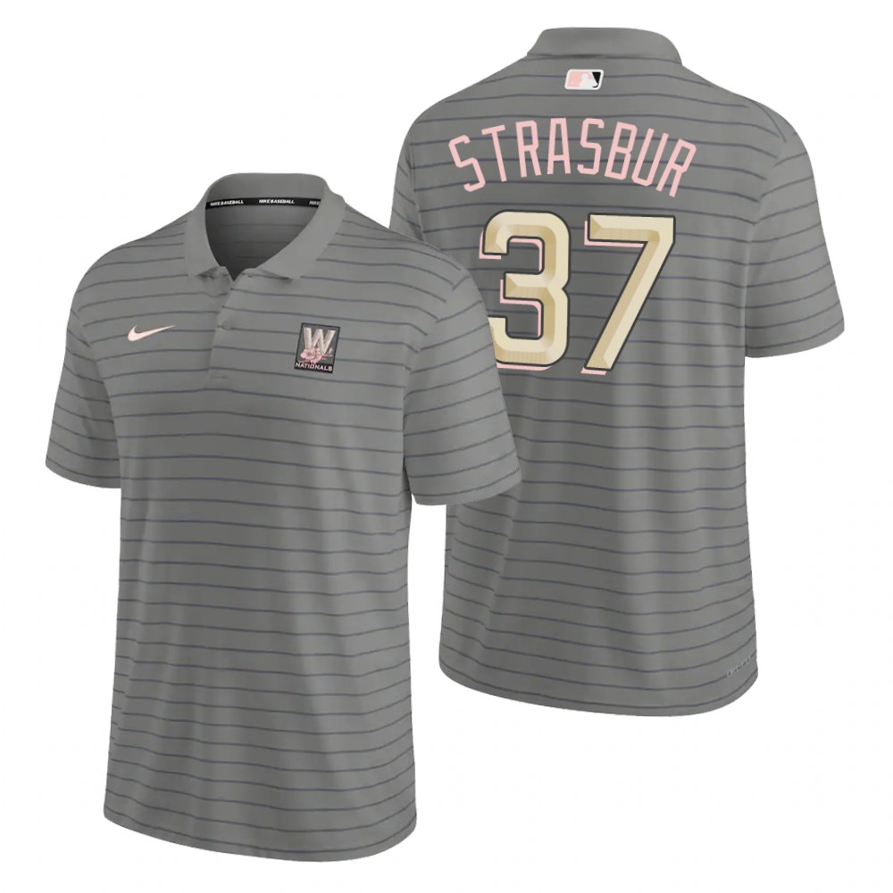 Washington Nationals Stephen Strasburg Gray 2022 City Connect Franchise Polo Washington Nationals Stephen Strasburg Gray 2022 City Connect Franchise Polo