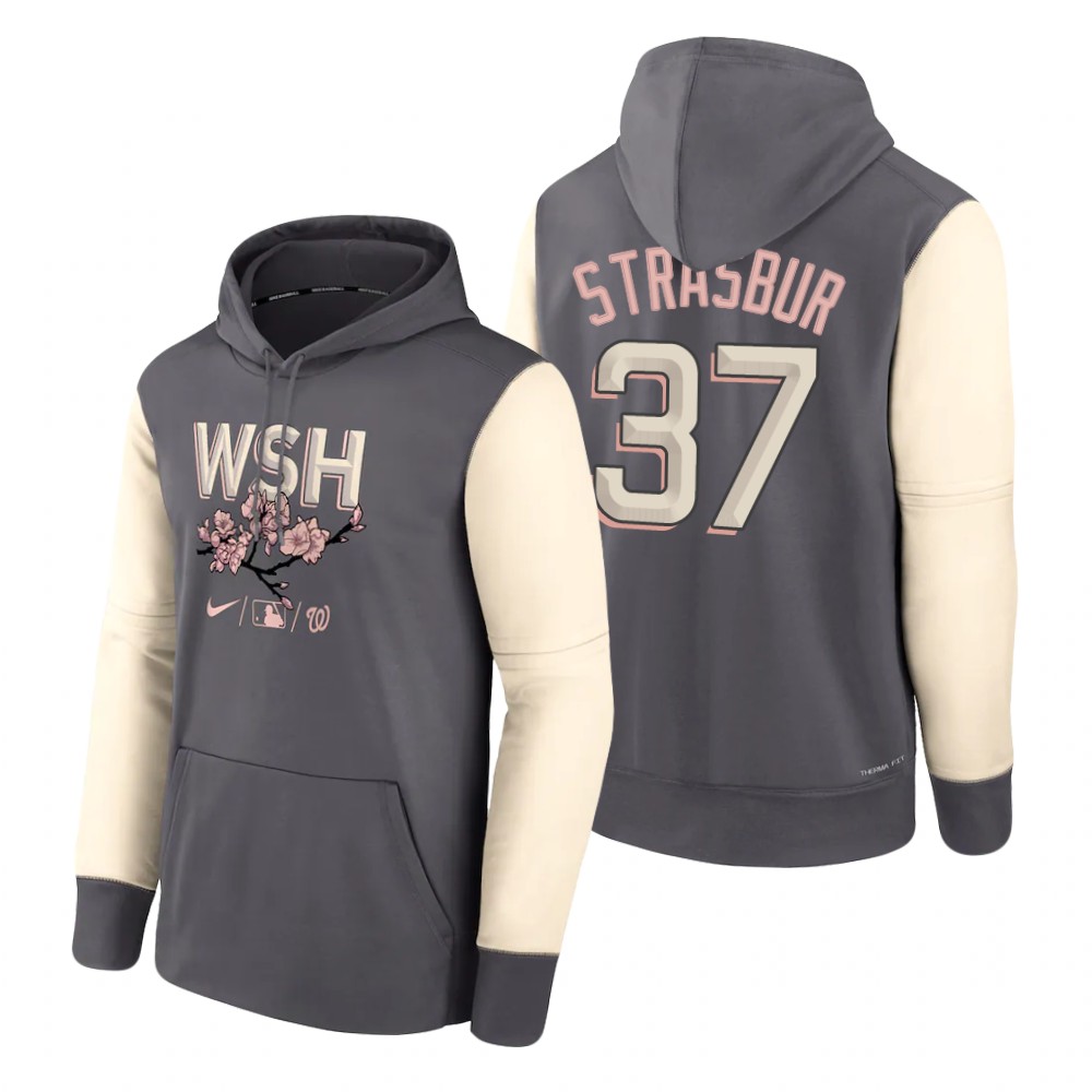 Washington Nationals Stephen Strasburg Gray 2022 City Connect Therma Hoodie Washington Nationals Stephen Strasburg Gray 2022 City Connect Therma Hoodie