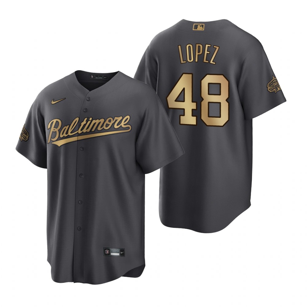 Baltimore Orioles Jorge Lopez Charcoal 2022 MLB All-Star Game Replica Jersey