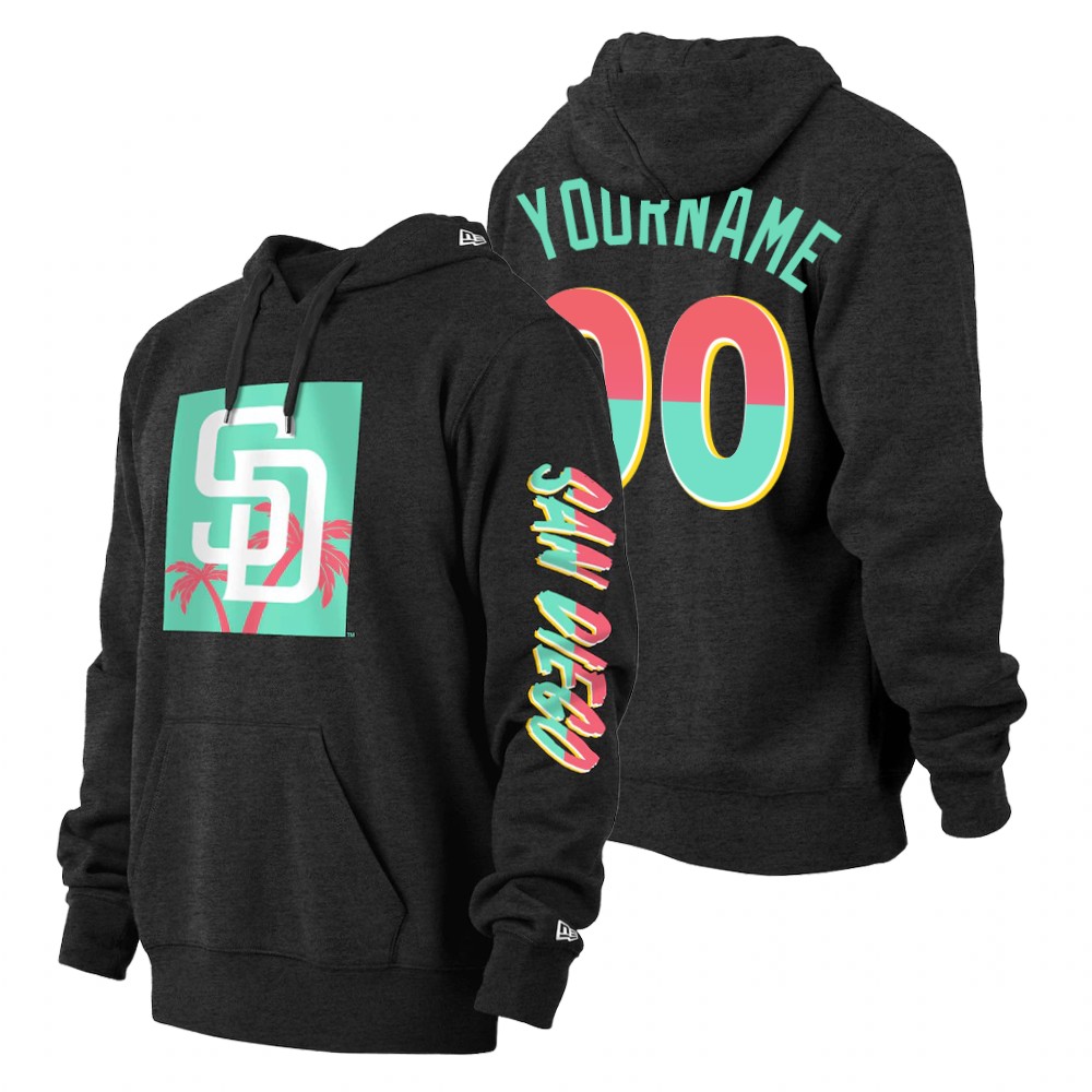 San Diego Padres Custom Black 2022 City Connect Pullover Hoodie San Diego Padres Custom Black 2022 City Connect Pullover Hoodie
