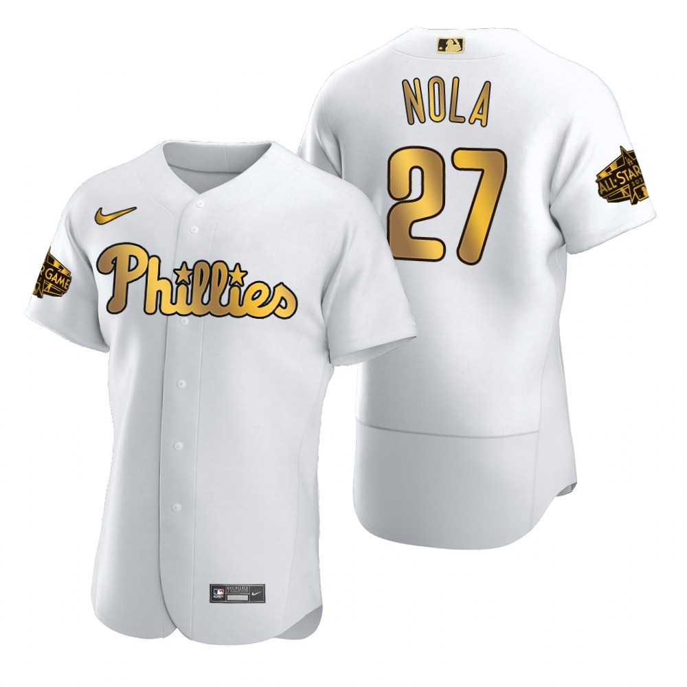 Philadelphia Phillies Aaron Nola White Gold 2022 MLB All-Star Game Jersey