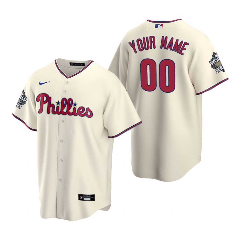Men's Philadelphia Phillies Custom Cream 2022 World Series Replica Jersey Men's Philadelphia Phillies Custom Cream 2022 World Series Replica Jersey